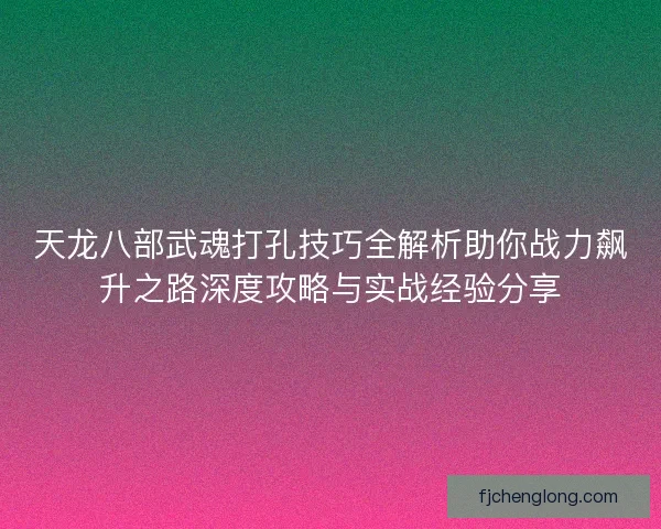 天龙八部武魂打孔技巧全解析助你战力飙升之路深度攻略与实战经验分享