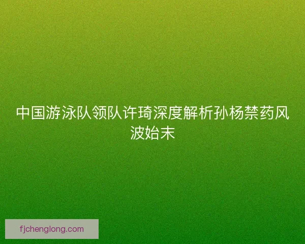 中国游泳队领队许琦深度解析孙杨禁药风波始末 中国游泳队领队许琦深度解析孙杨禁药风波始末