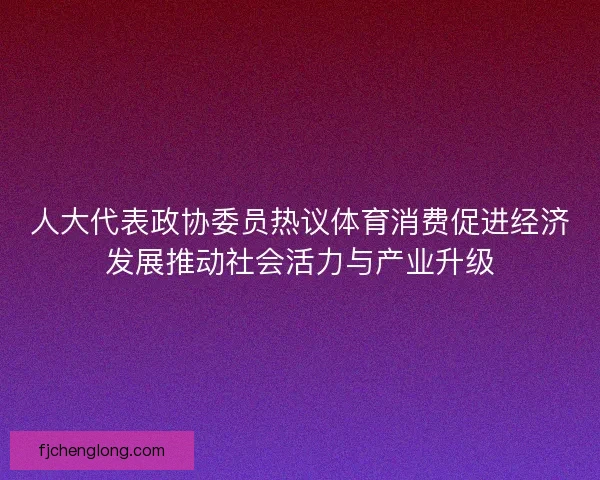 人大代表政协委员热议体育消费促进经济发展推动社会活力与产业升级
