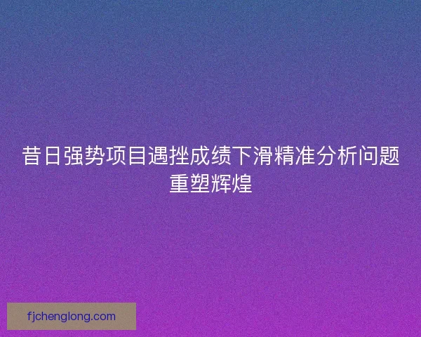 昔日强势项目遇挫成绩下滑精准分析问题重塑辉煌 昔日强势项目遇挫成绩下滑精准分析问题重塑辉煌
